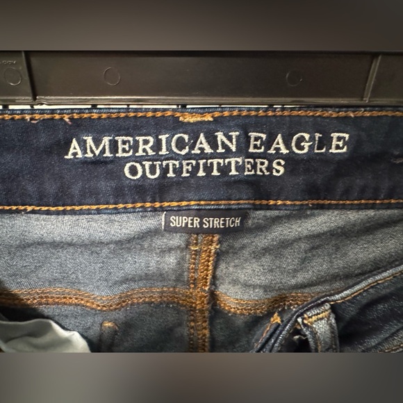 American Eagle Super Low Jeggings Blue Jeans Denim Women Size 4  Distressed - Picture 10 of 14